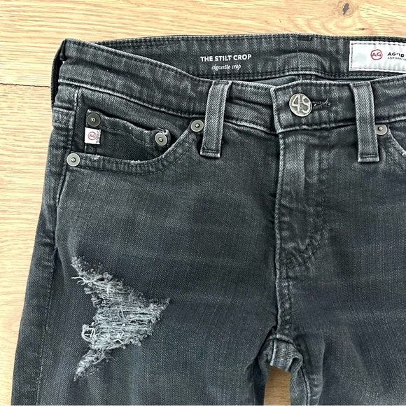 AG Adriano Goldschmied Stilt Cigarette Crop Jeans Distressed Black Rinse Size 24 - Picture 5 of 14